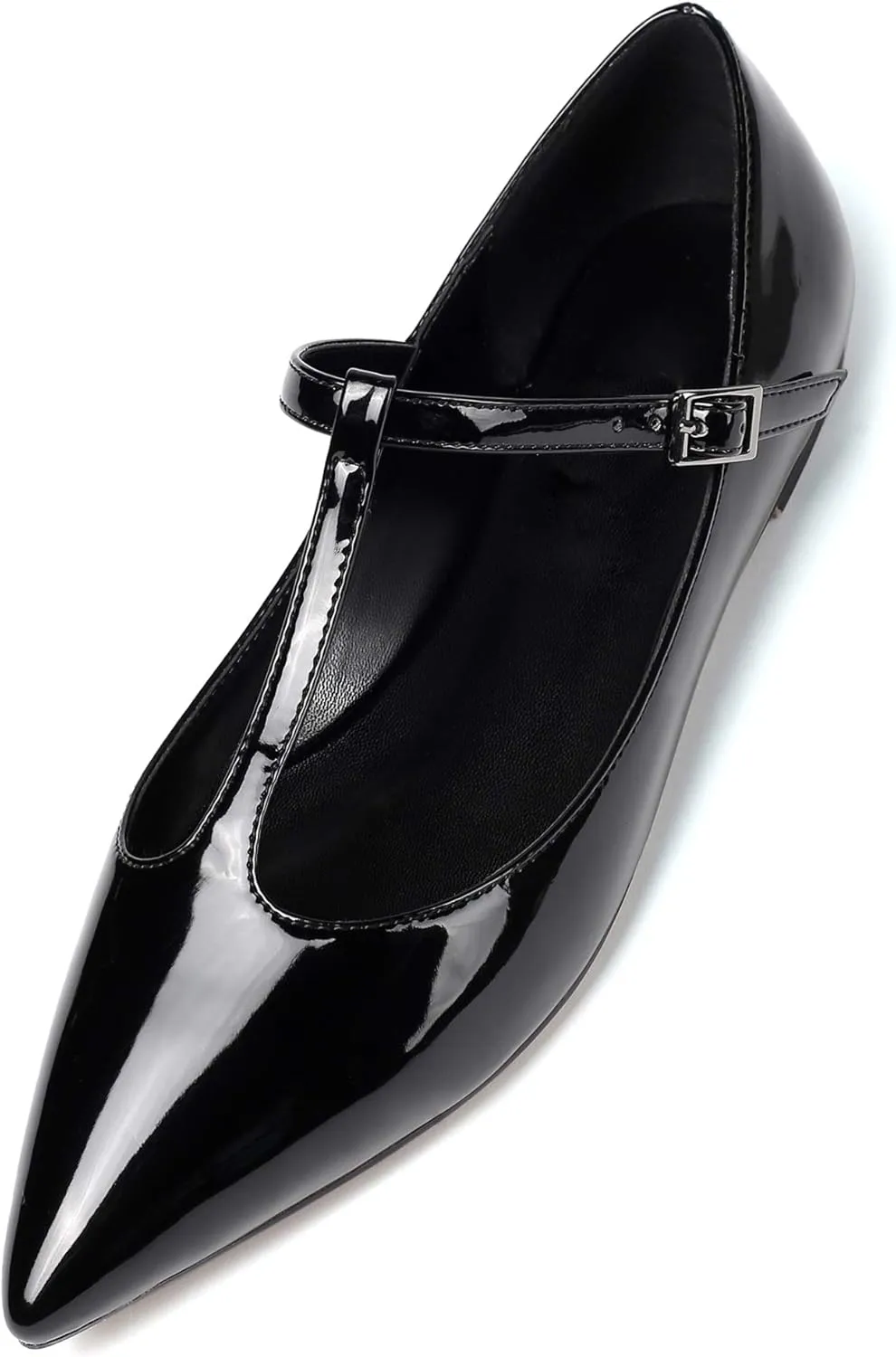 Eldof Women's Pointed Flat Pumps, T-Strap Flat Pumps, Comfortable Flat for The Office Wedding and Dress