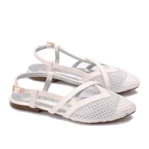 Elegance Mesh Slingbacks-White