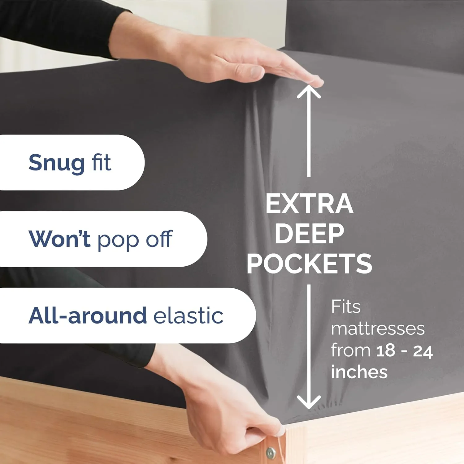 Extra Deep Pocket Twin Sheets - 3 Piece Breathable & Cooling Bed Sheets - Hotel Luxury Bed Sheet Set - Soft, Wrinkle Free & Comfy - Easily Fits Extra Deep Mattresses - Deep Pocket Dark Grey Sheets Set