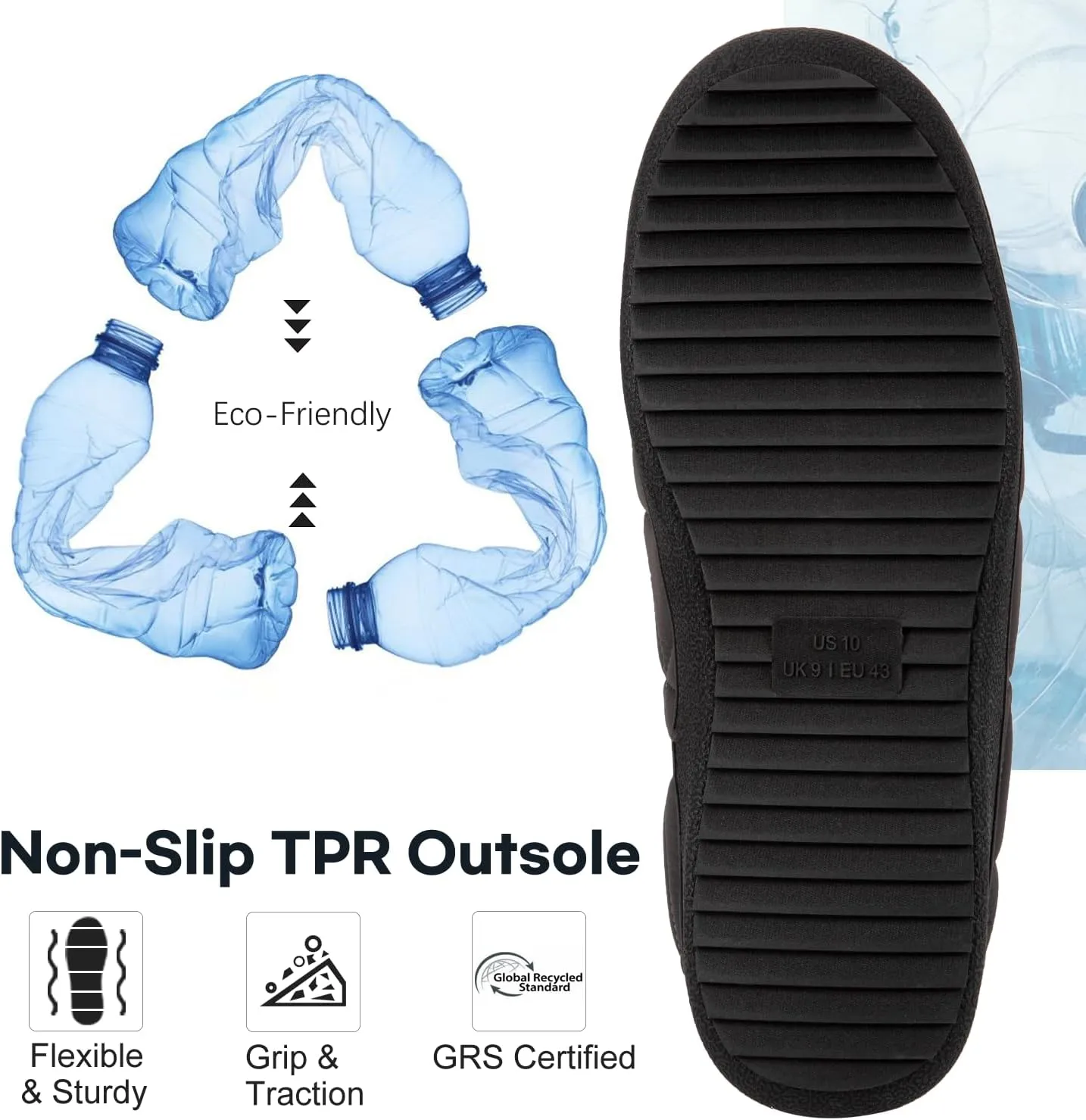 FamilyFairy Mens Warm Slippers Quilted Nylon Memory Foam House Shoes Indoor Outdoor with Non-Slip Sole