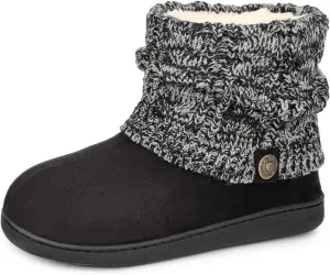 FamilyFairy Women's Woolen Yarn Knit Bootie Slippers Comfy Warm Plush Fleece Memory Foam House Shoes for Indoor Outdoor