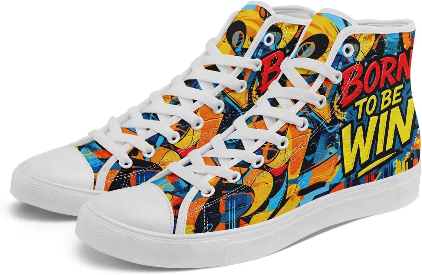 Fashion Graffiti High-Top Sneakers for Men Women Lightweight Stylish Canvas Streetwear Flat Shoes Student Breathable Footwear
