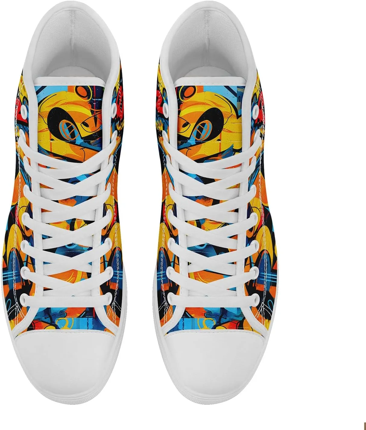Fashion Graffiti High-Top Sneakers for Men Women Lightweight Stylish Canvas Streetwear Flat Shoes Student Breathable Footwear