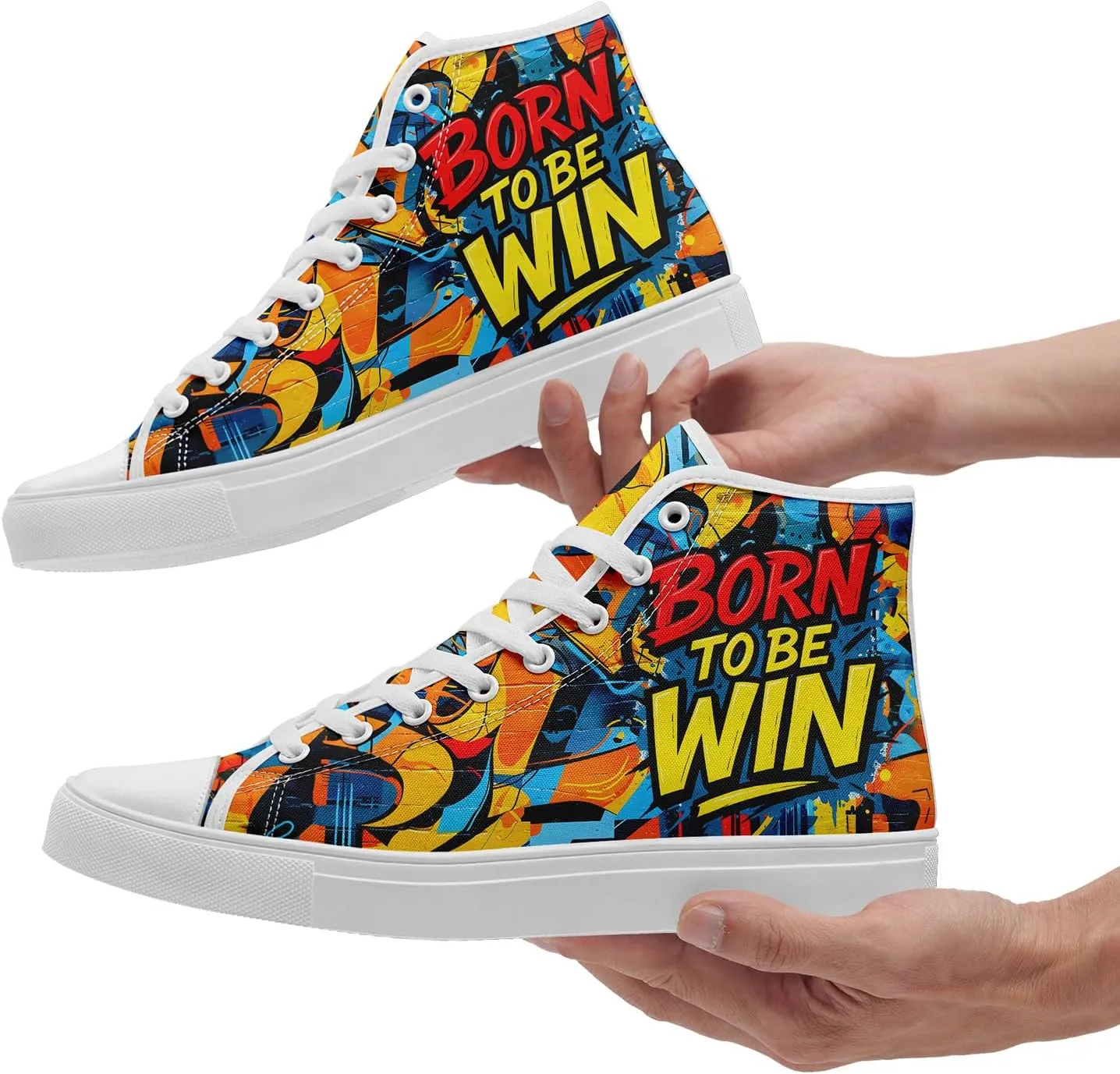 Fashion Graffiti High-Top Sneakers for Men Women Lightweight Stylish Canvas Streetwear Flat Shoes Student Breathable Footwear
