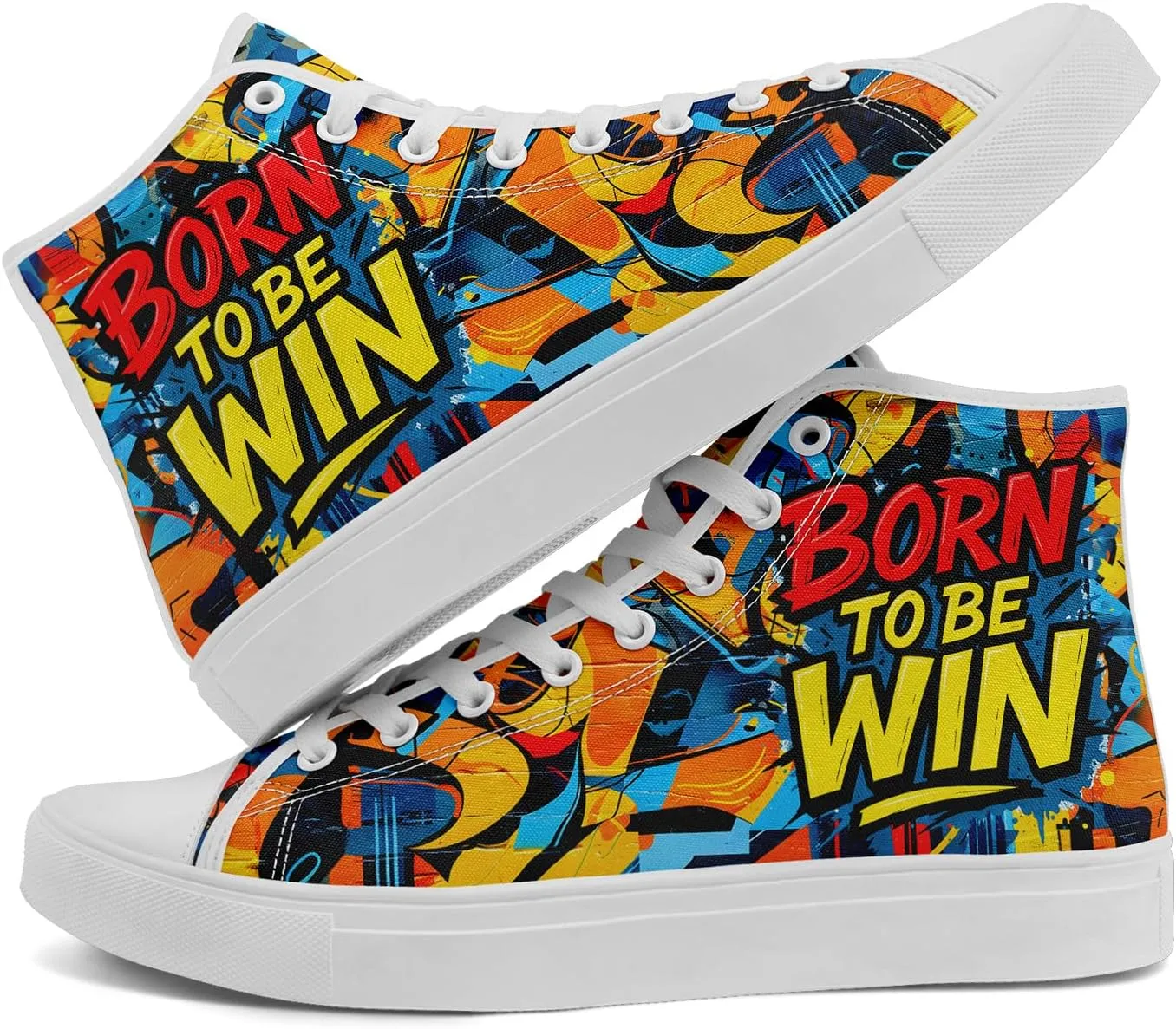 Fashion Graffiti High-Top Sneakers for Men Women Lightweight Stylish Canvas Streetwear Flat Shoes Student Breathable Footwear