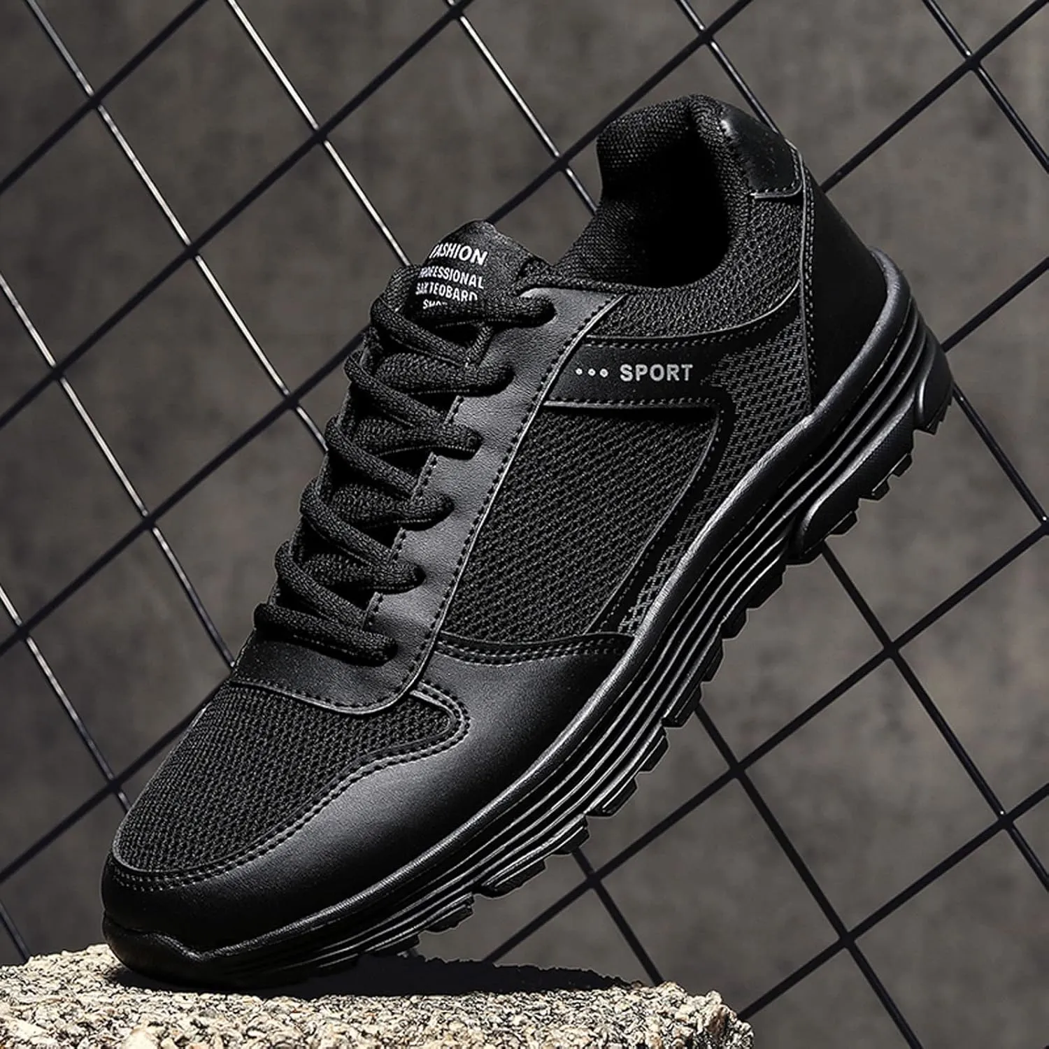 Fashion Men Mesh Mountaineering Casual Sport Shoes Lace Up Solid Color Running Breathable Soft Men's Sneaker