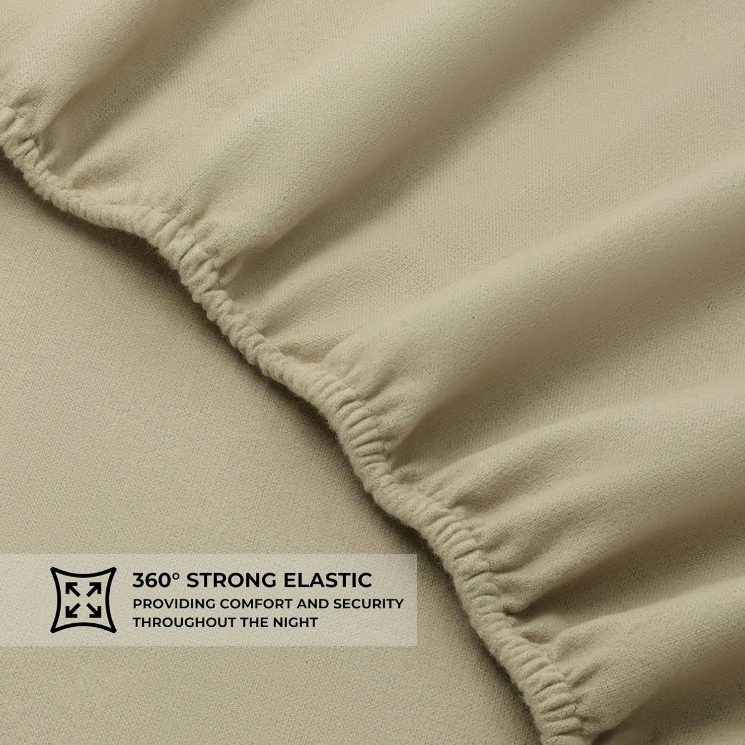 Featherhead 100% Cotton 4PCs Flannel Sheet Set | Double-Brushed for Extra Softness, Warm & Breathable, Extra Deep Pockets fits Up to 17” (Beige, Queen)