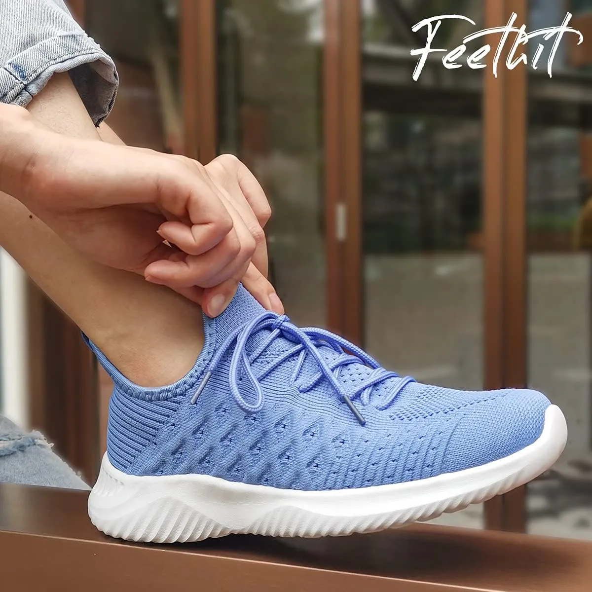 Feethit Womens Slip On Walking Shoes Non Slip Running Shoes Breathable Workout Shoes Lightweight Gym Sneakers