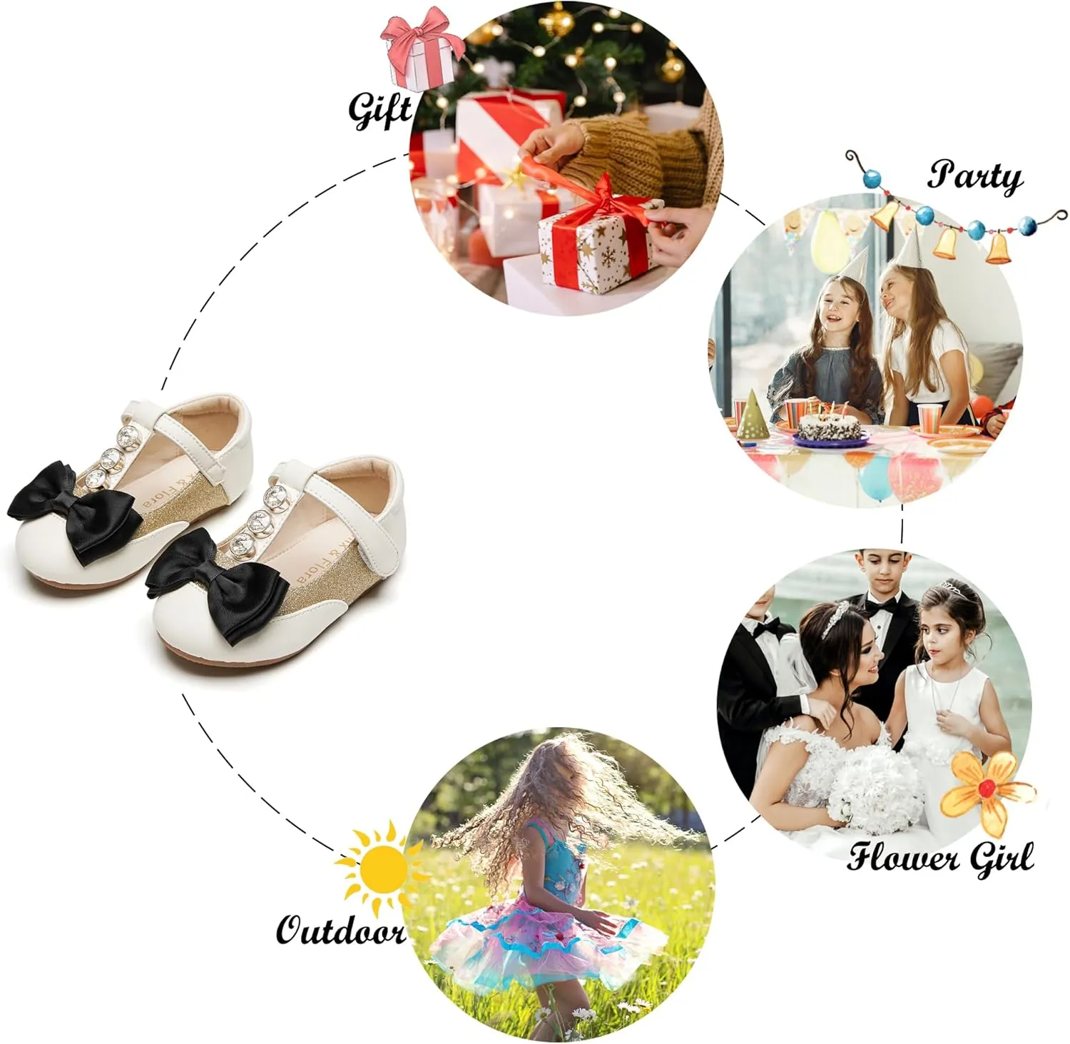 Felix & Flora Toddler Little Girl Flat Oxfords Dress Shoes - Mary Jane Princess for Girl Party School Shoes.