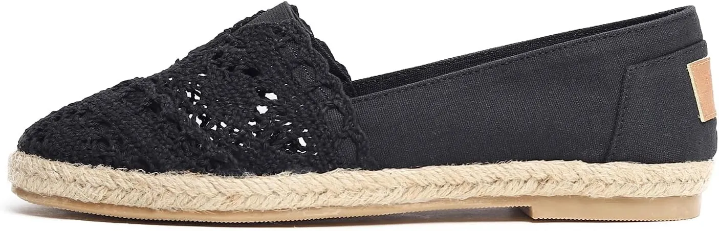 FEVERSOLE Close Toe Espadrilles Women's Comfort Breathable Slip On Flats Shoes