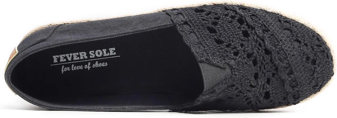 FEVERSOLE Close Toe Espadrilles Women's Comfort Breathable Slip On Flats Shoes