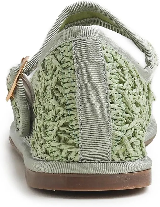 FEVERSOLE Women's Soft Breathable Mary Jane Memory Foam Cushioned Comfort Round Toe Metal Buckle Flats Walking Shoes
