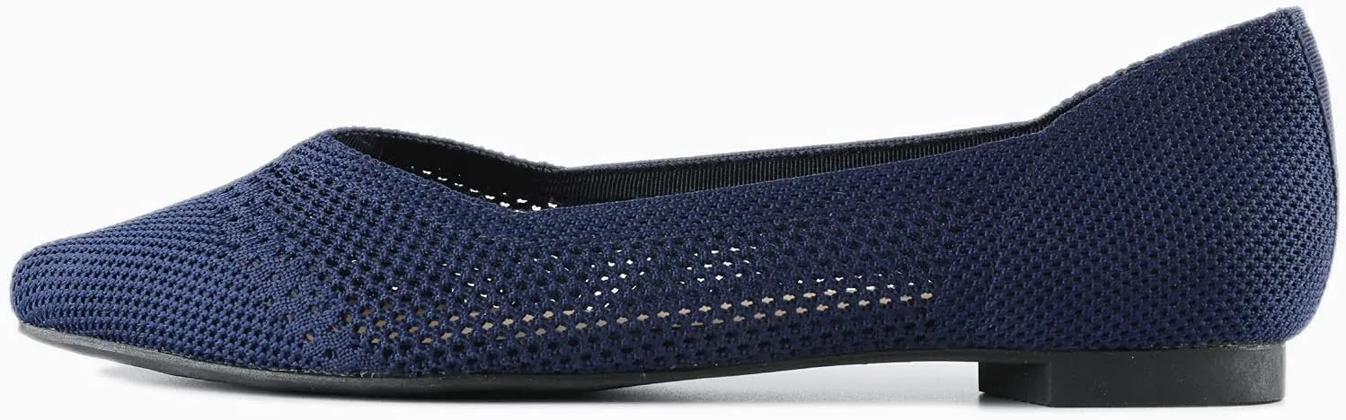 FEVERSOLE Women's Woven Pointy Fashion Cutouts Breathable Knit Flat Shoes