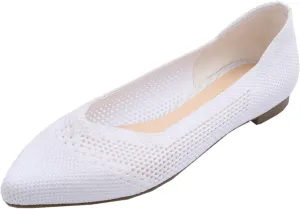 FEVERSOLE Women's Woven Pointy Fashion Cutouts Breathable Knit Flat Shoes