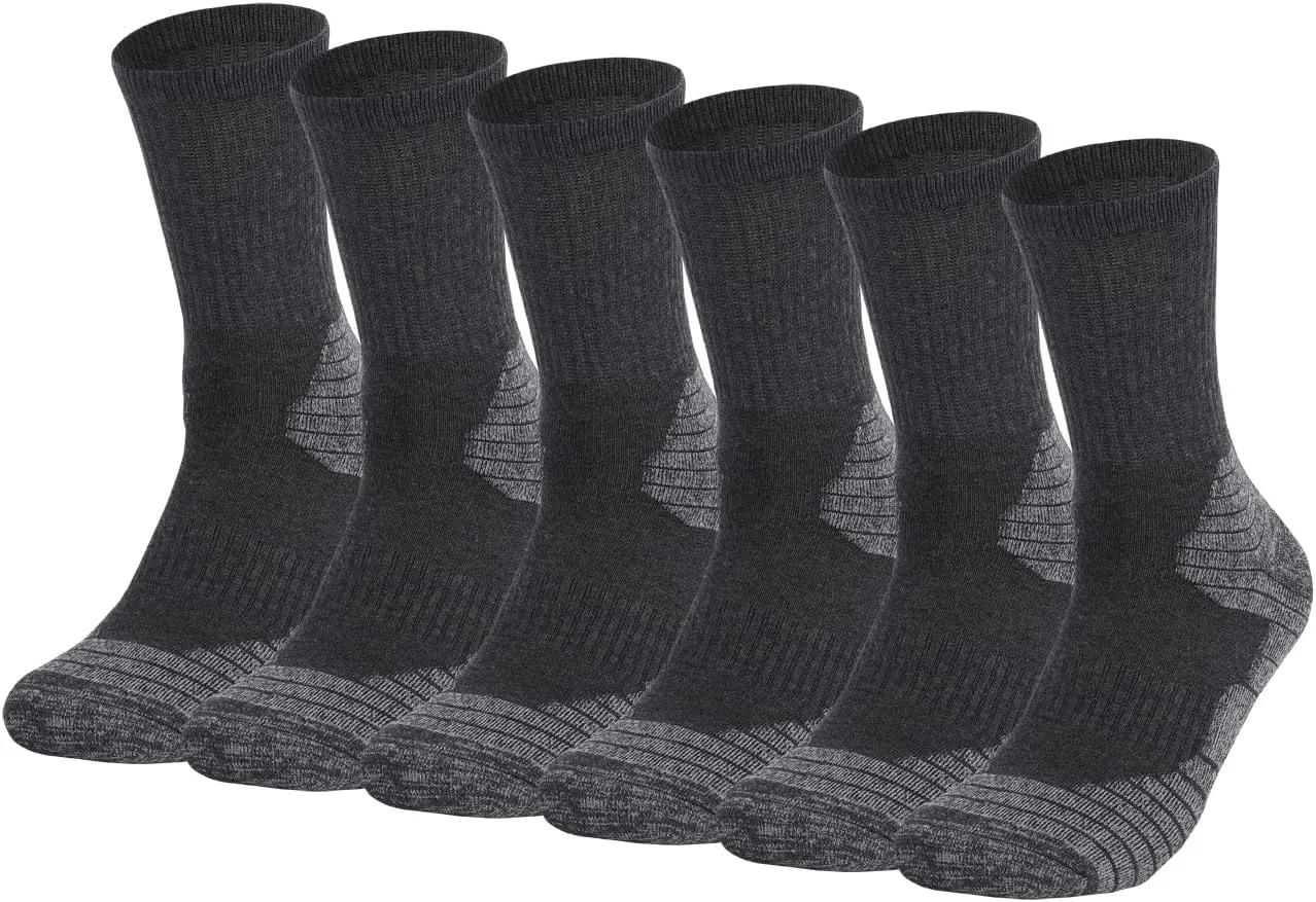 Fitliva Work Socks for Men Cotton Cushioned Boot Socks Ankle Support(6 Pairs)