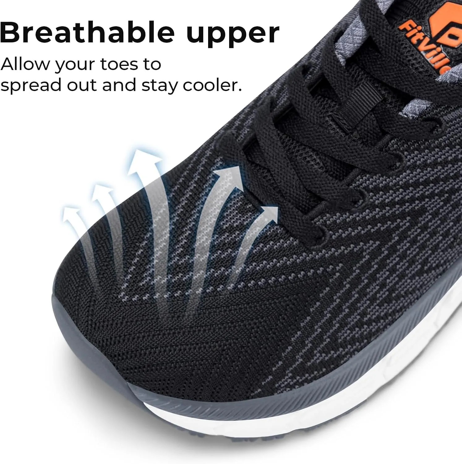 FitVille Wide Toe Box Men's Cushioned Extra Wide Width Non Slip Running Shoes - Comfortable Lightweight Walking Shoes