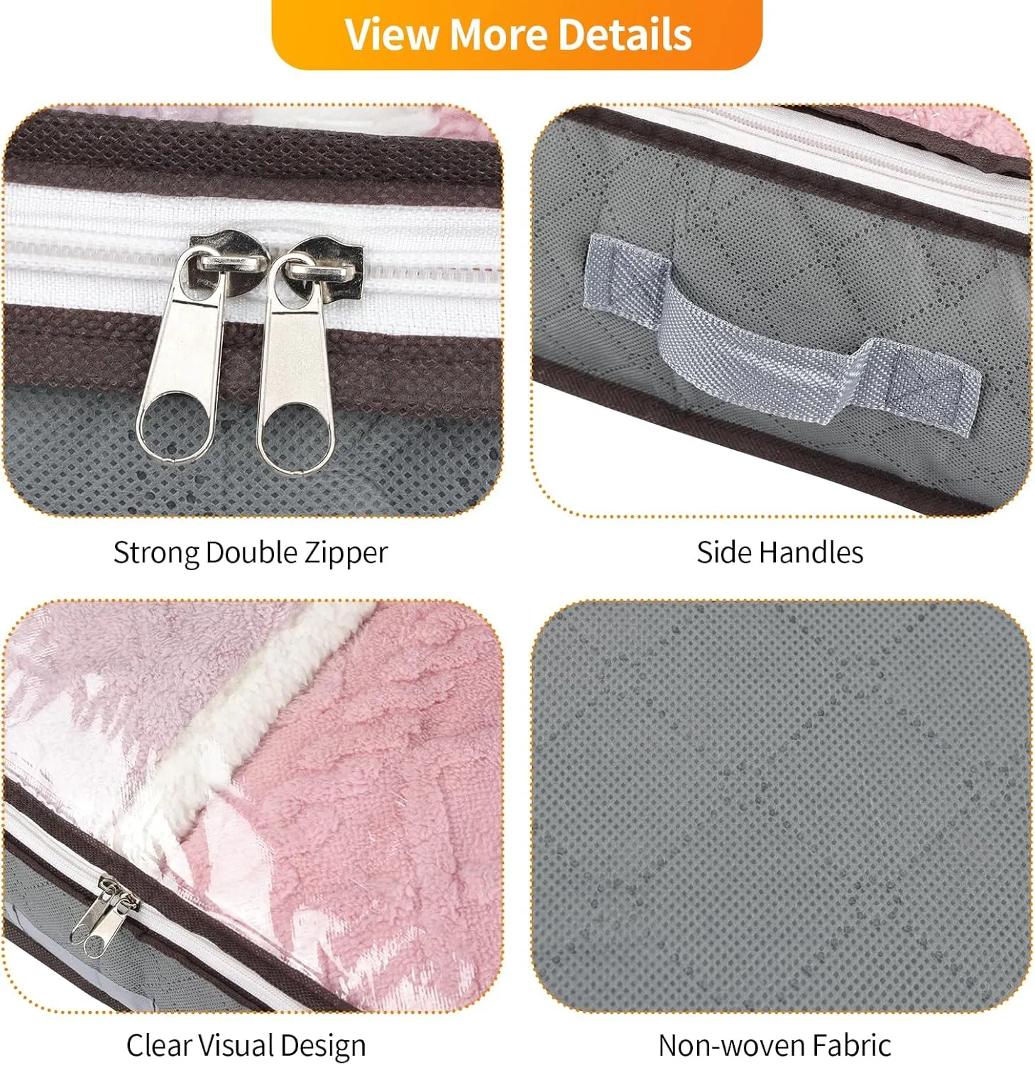 Fixwal Under Bed Storage Bag 6 Pack Underbed Storage Containers Large Capacity Clothes Storage Bins with Clear Windows and Reinforced Handles for Blanket Comforter Bedding Clothes