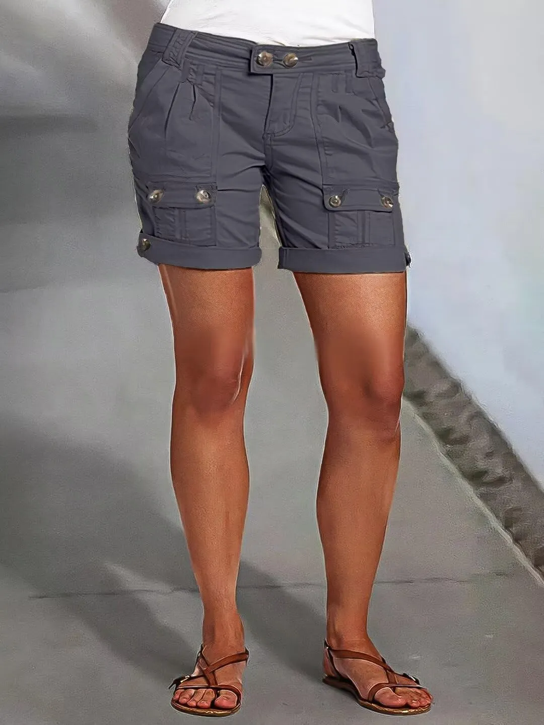 Flamingals Women's Cargo Shorts Trendy Low Waist Summer Hiking Shorts with Flat Pocket