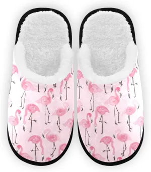 Flamingo Pattern Slippers, Memory Foam Non-Slip Indoor House Slippers Bedroom Hotel Travel Home Shoes for Women Men