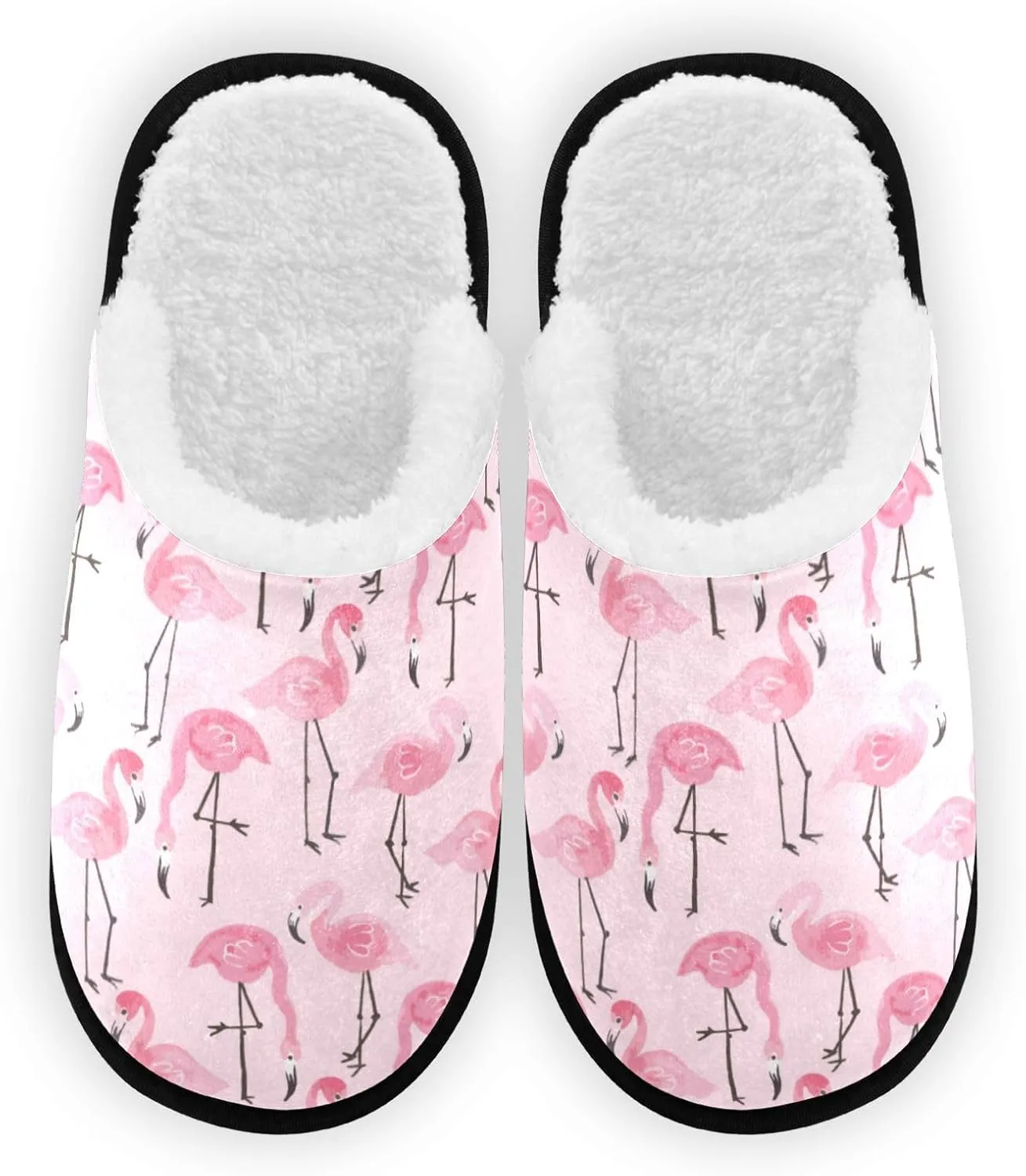 Flamingo Pattern Slippers, Memory Foam Non-Slip Indoor House Slippers Bedroom Hotel Travel Home Shoes for Women Men