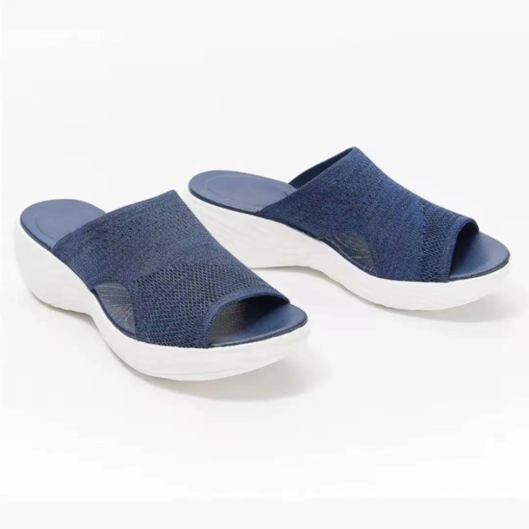 Flat Bottom Fish Mouth Mesh Breathable Ladies Slippers