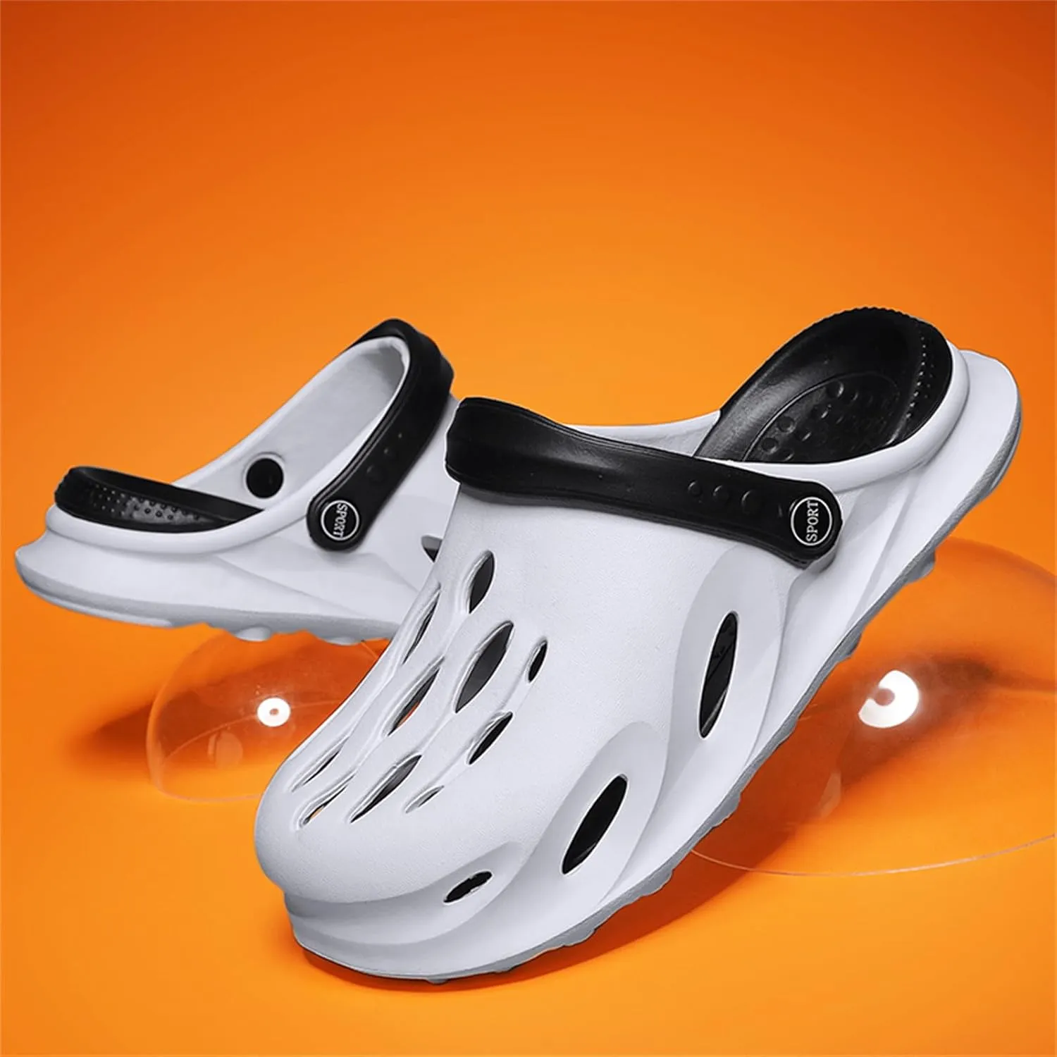 FLIOZY Mens Casual Slip-On Hollow Out Arch Support Clogs Garden Shoes Slip-on Outdoor Beach Slippers