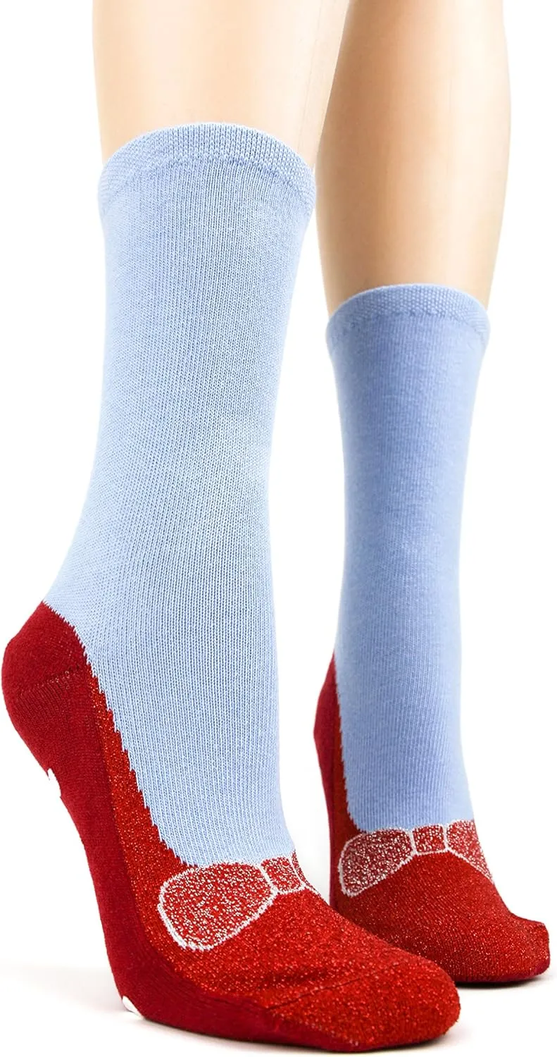 Foot Traffic Novelty Slip Grip Socks for Women, Warm Slipper Socks with Nonslip Pads