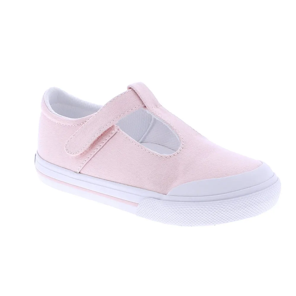 Footmates Drew T-Strap Leather Sneaker- Rose