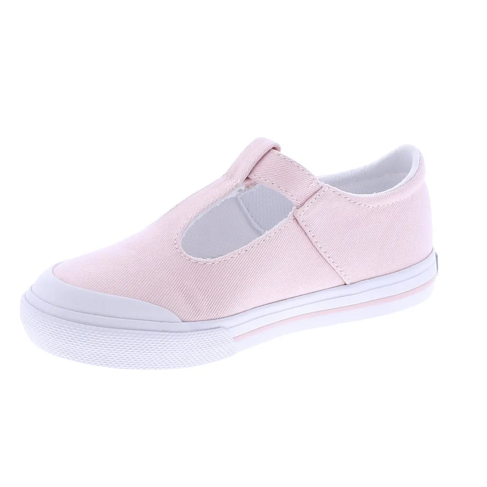 Footmates Drew T-Strap Leather Sneaker- Rose