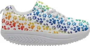 FOR U DESIGNS Women Sneaker Platform Wedge Sneakers Breathable Comfort Walking Shoes Running Shoes
