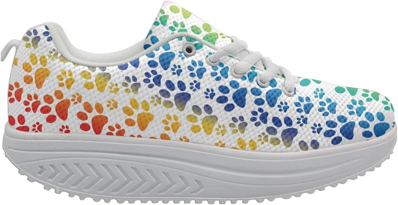 FOR U DESIGNS Women Sneaker Platform Wedge Sneakers Breathable Comfort Walking Shoes Running Shoes