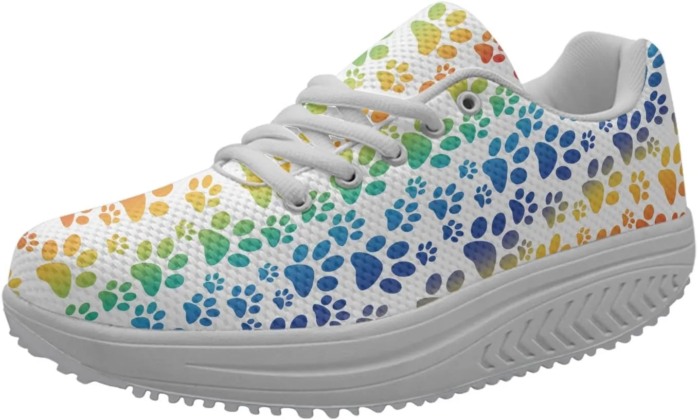 FOR U DESIGNS Women Sneaker Platform Wedge Sneakers Breathable Comfort Walking Shoes Running Shoes