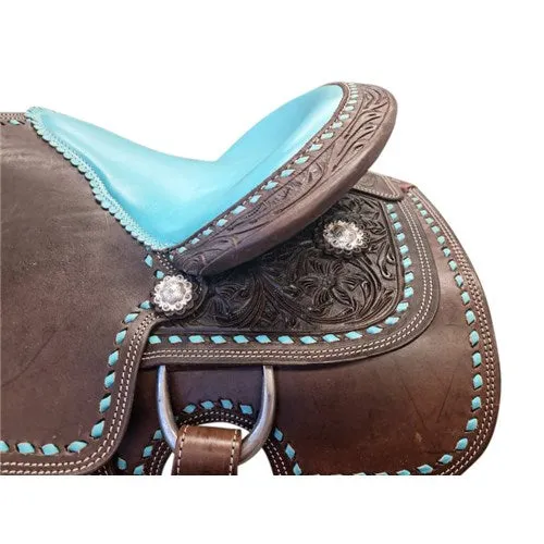 Fort Worth Barrel Race Saddle w/Opti Flex Tree - Turquoise
