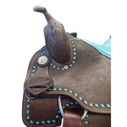 Fort Worth Barrel Race Saddle w/Opti Flex Tree - Turquoise