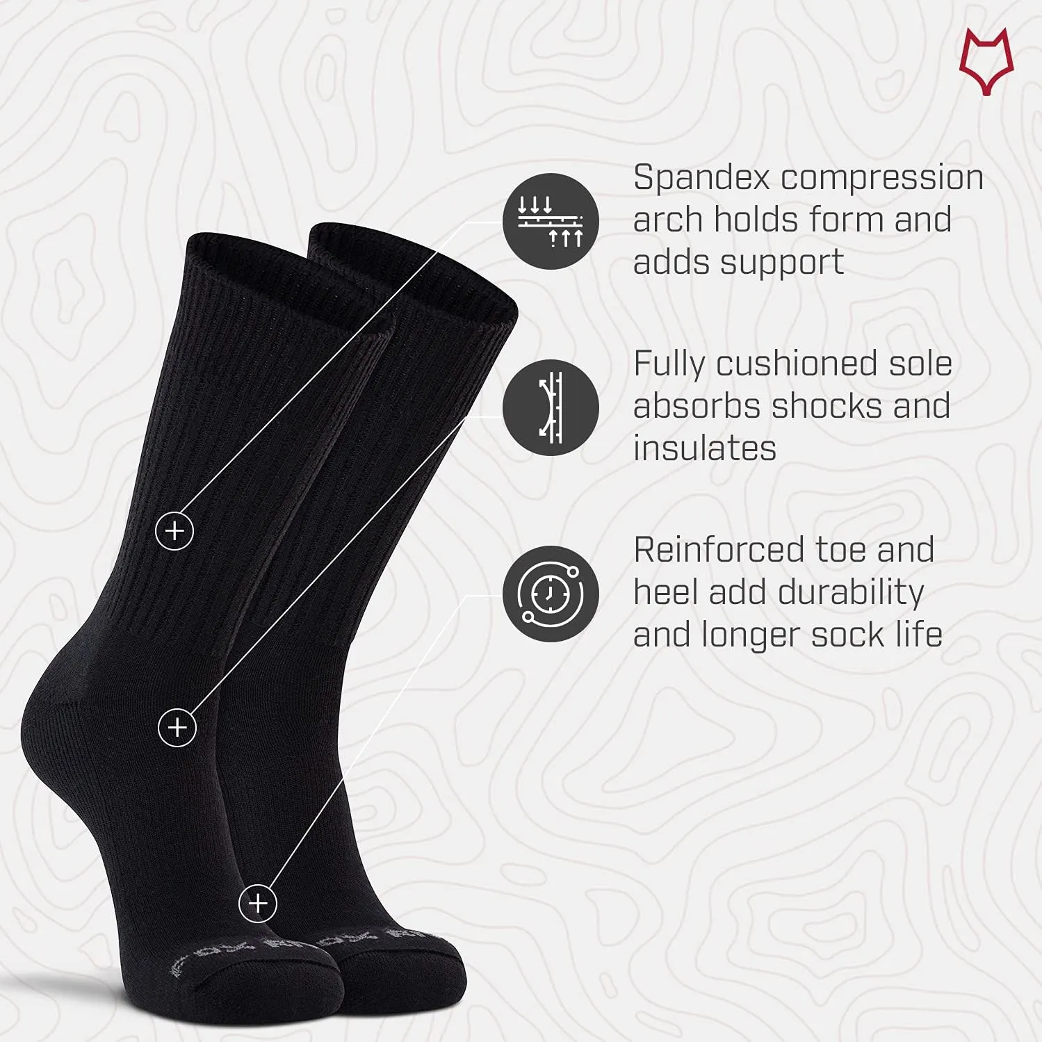 Fox River Bilbao Merino Wool Crew Socks Medium Weight Warm Thermal Socks for Men with Fully Cushioned Sole