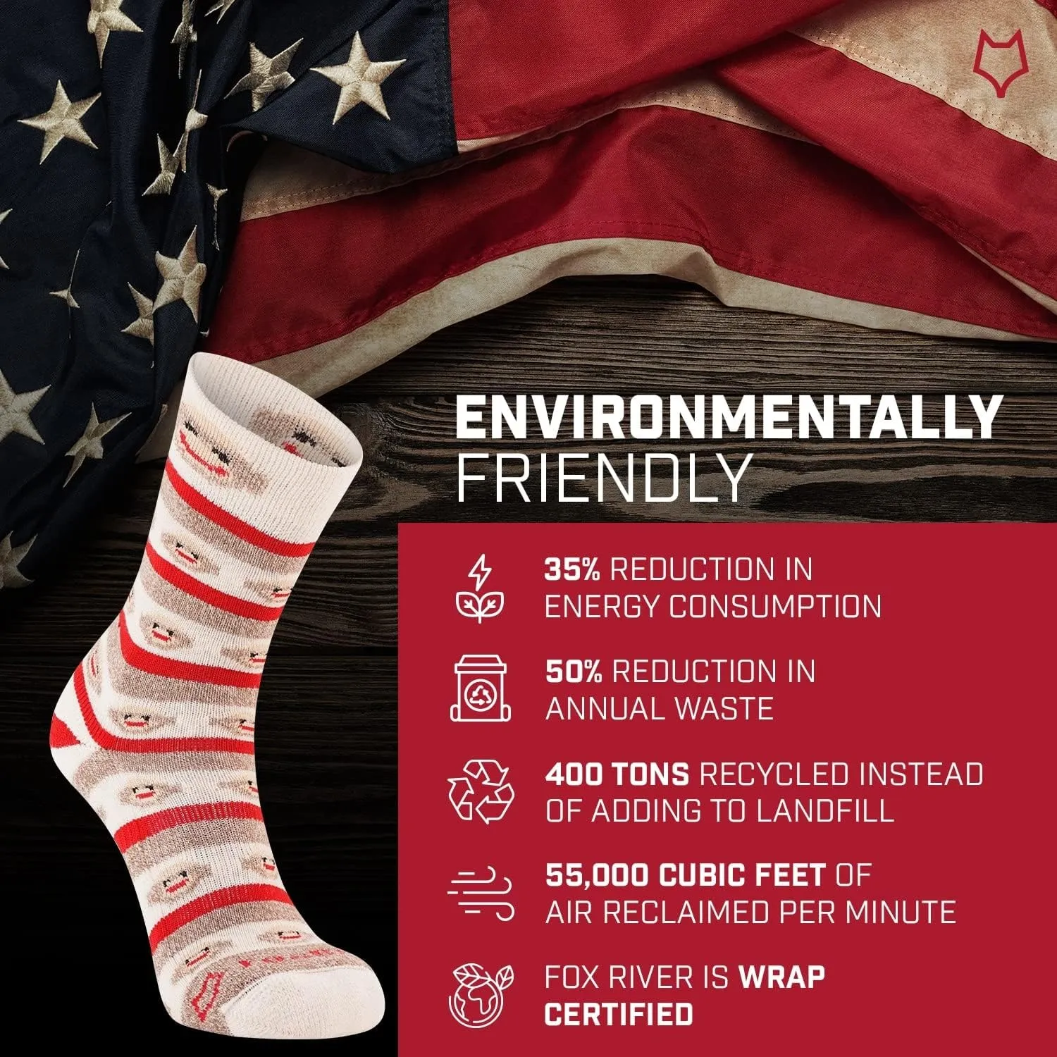 Fox River Women's Red Heel Merino Monkey Stripe Crew Socks
