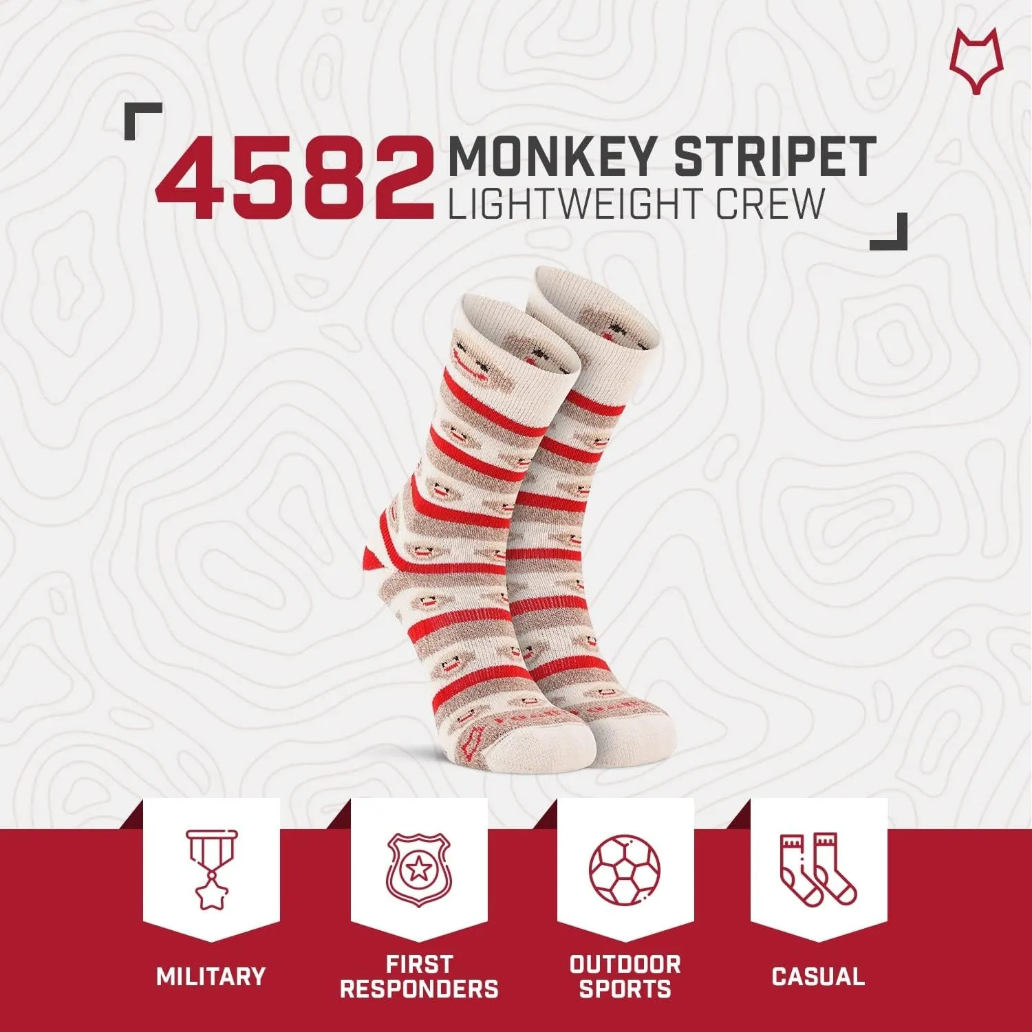 Fox River Women's Red Heel Merino Monkey Stripe Crew Socks