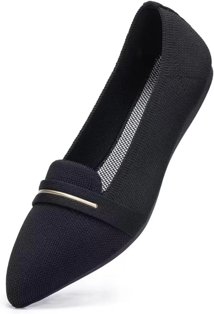 Frank Mully Women's Casual Loafer Flats Slip On Loafer Shoes Comfortable Knit Flat Shoes Classics Pointy Toe Loafer Flats,for Work,Travel