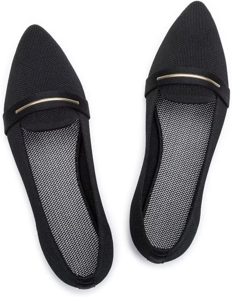 Frank Mully Women's Casual Loafer Flats Slip On Loafer Shoes Comfortable Knit Flat Shoes Classics Pointy Toe Loafer Flats,for Work,Travel