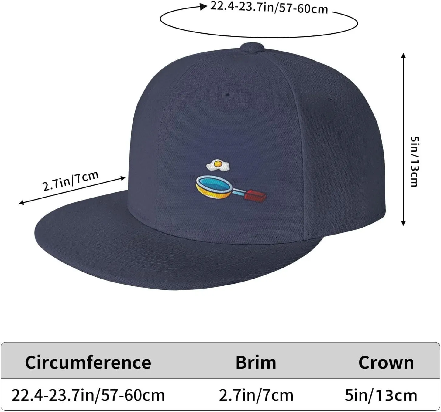 Frying Pan with Eggs Snapback Hats for Men Women Baseball Cap Flat Bill Brim Hat