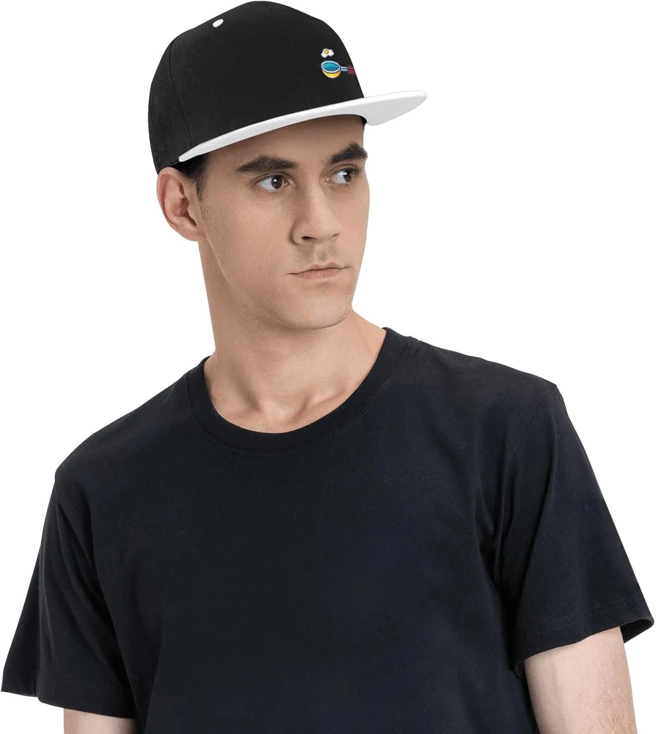 Frying Pan with Eggs Snapback Hats for Men Women Hat Baseball Cap Flat Bill Visor White Hat