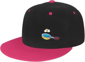 Frying Pan with Eggs Snapback Hats for Men Women Hat Baseball Cap Flat Bill Visor White Hat