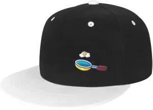 Frying Pan with Eggs Snapback Hats for Men Women Hat Baseball Cap Flat Bill Visor White Hat