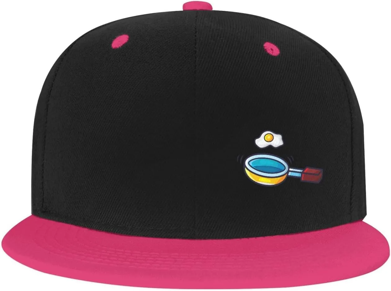 Frying Pan with Eggs Snapback Hats for Men Women Hat Baseball Cap Flat Bill Visor White Hat