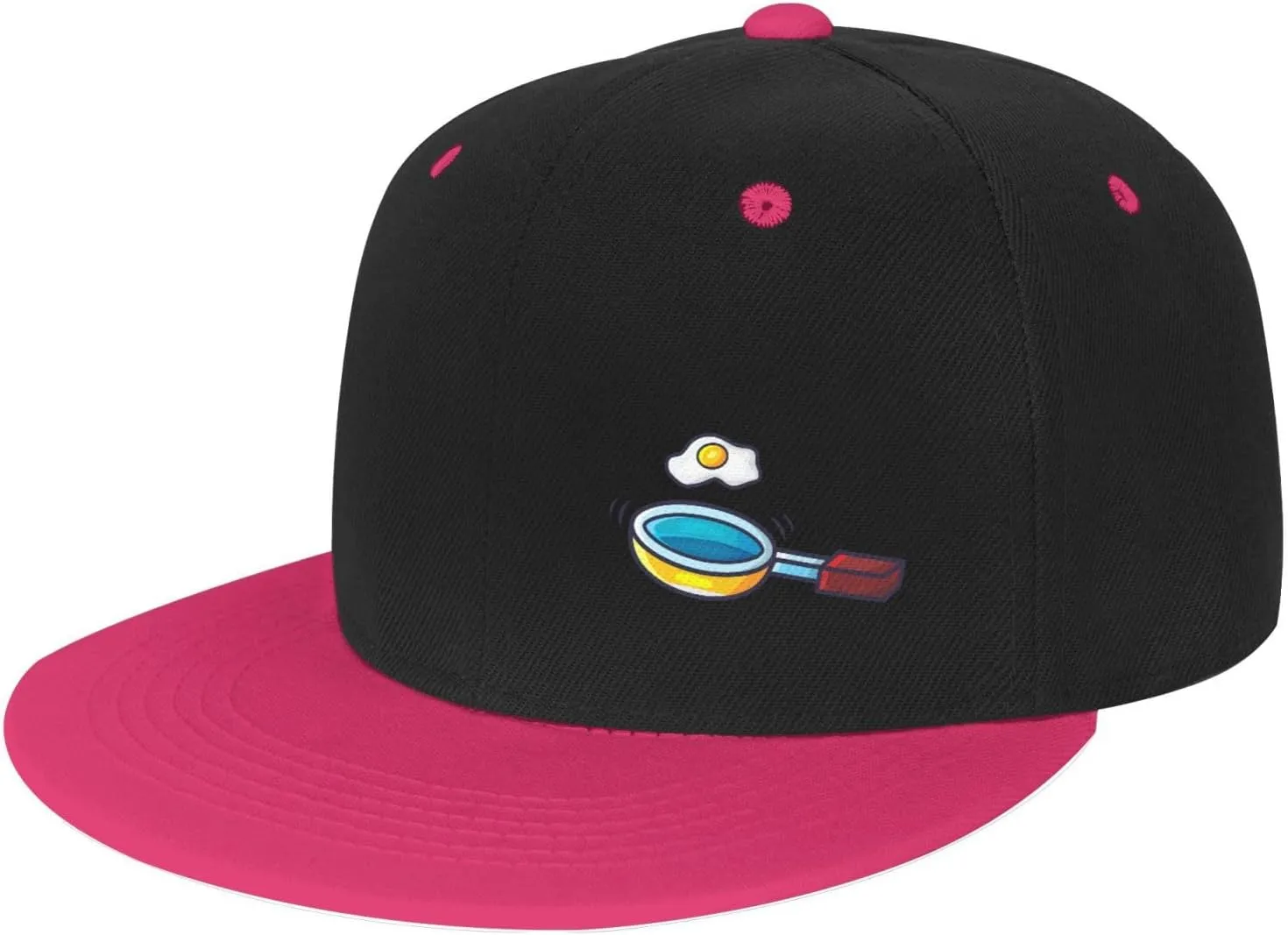 Frying Pan with Eggs Snapback Hats for Men Women Hat Baseball Cap Flat Bill Visor White Hat