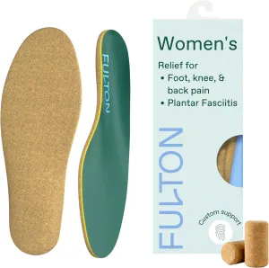 Fulton Custom Molding Cork Shoe Inserts for Women -Overpronation & Pain Relief Orthotic Insoles   Plantar Fasciitis Arch Support Inserts for Flat Feet to High Arch (Women's Size 6.5-7)