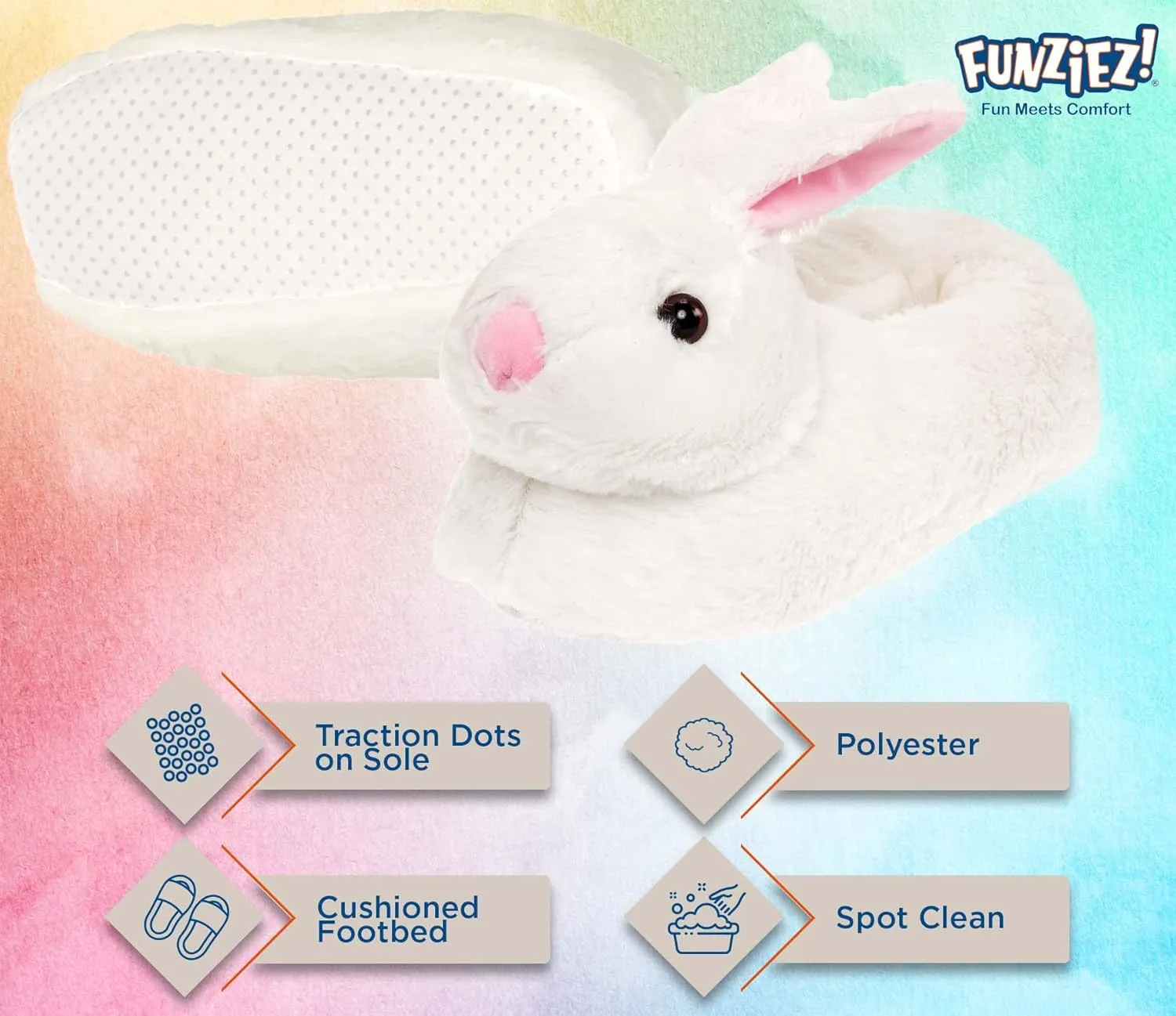 Funziez! Fuzzy Animal Slippers for Women & Men, House Shoes, Teddy Bear, Cow, Cute, Great Mother's Day Gift for Mom, Wife, Daughter