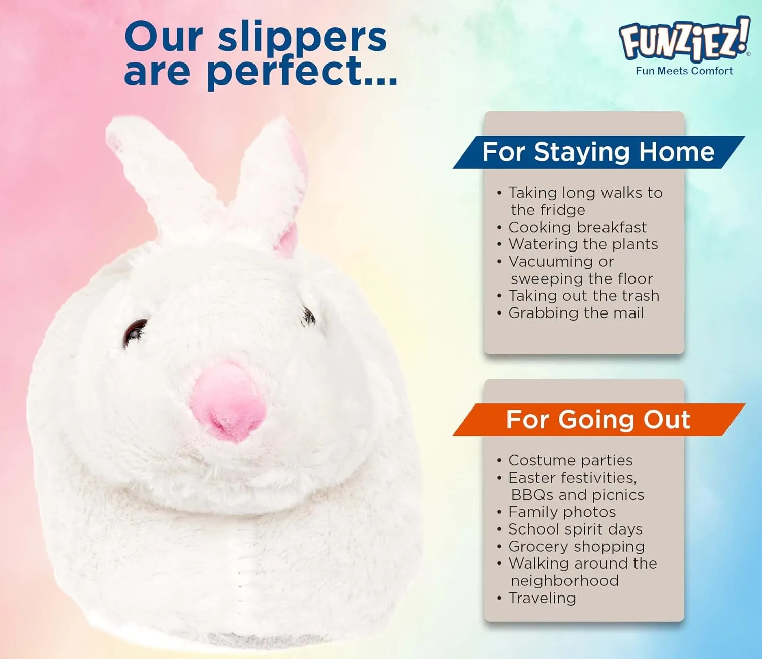 Funziez! Fuzzy Animal Slippers for Women & Men, House Shoes, Teddy Bear, Cow, Cute, Great Mother's Day Gift for Mom, Wife, Daughter
