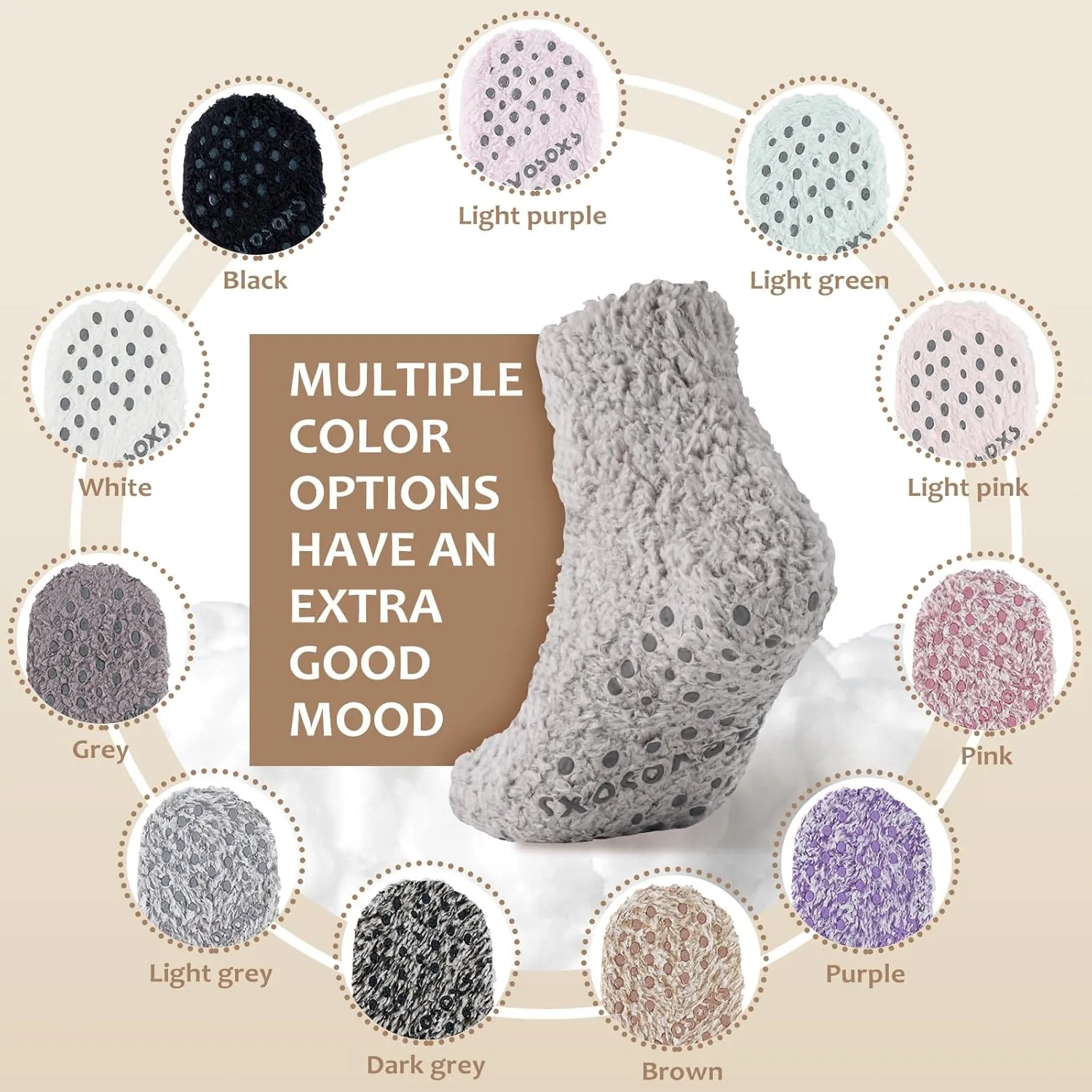 Fuzzy Grip Socks for Women Men,Thick Warm Slipper Cozy Fluffy Non Slip Ankle Hospital socks With Grips.