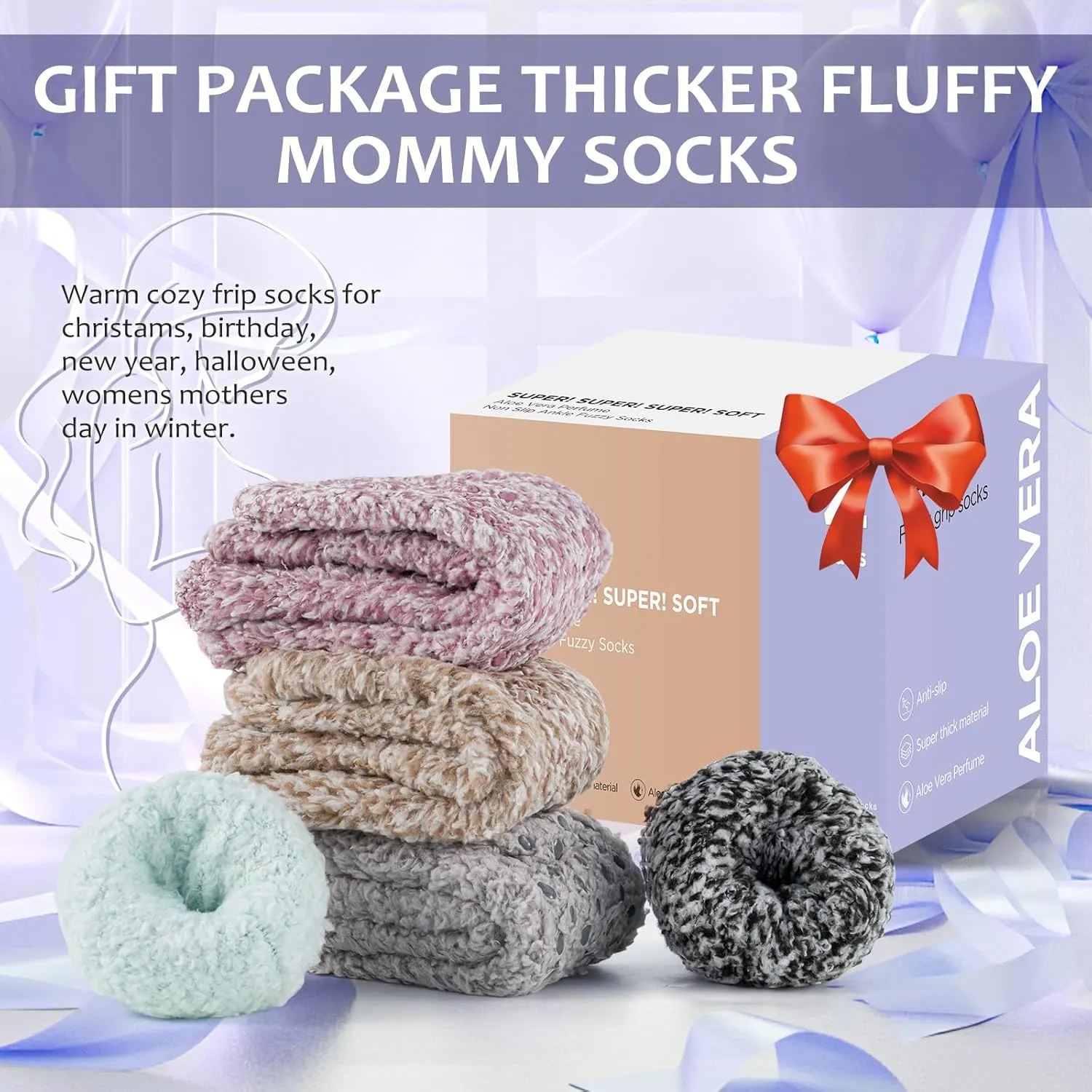 Fuzzy Grip Socks for Women Men,Thick Warm Slipper Cozy Fluffy Non Slip Ankle Hospital socks With Grips.